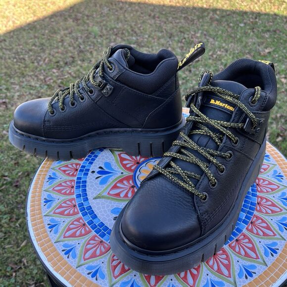 Dr. Doc Martens Woodard Grizzly Womens Size 5 Black Leather Lace Up Boots NEW - Picture 1 of 9